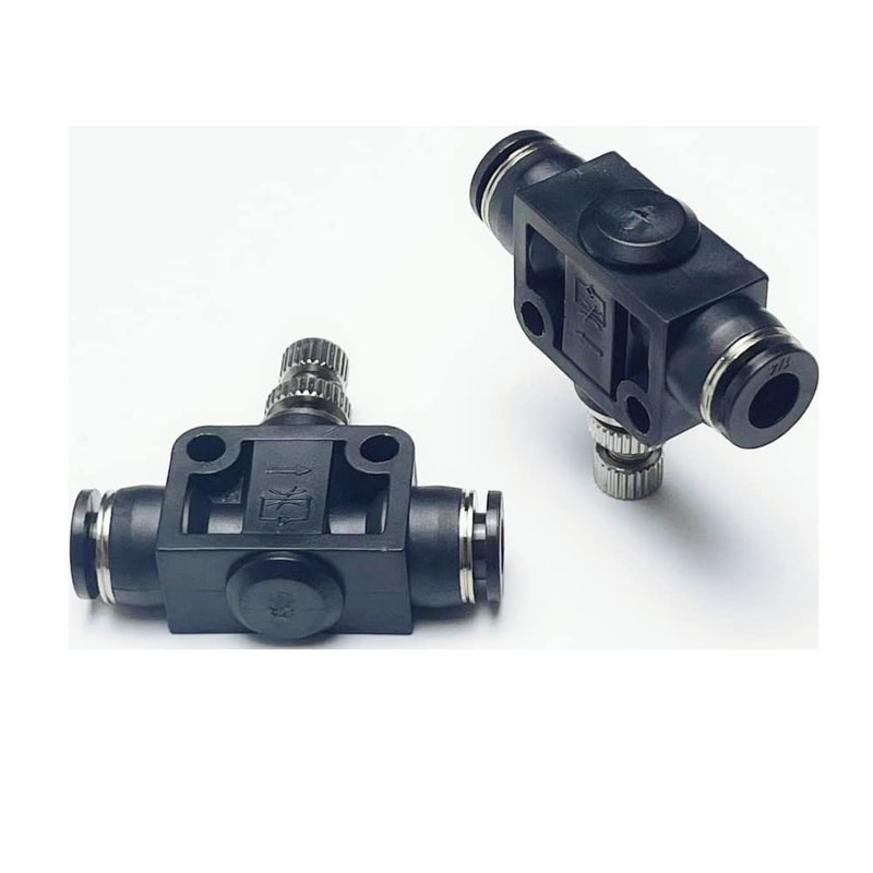 VETLEY Pneumatic SCF Series 1/4 Inch Tube OD Air Flow Control Valve,Union Pneumatic Speed Control Flow Controller SCF-1/4(Pack of 2) - Image 1